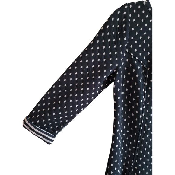 BODEN Women 6 6L Dotty Day Quilted Dress Polka Dot Black Gold Zipper 3/4 Sleeve - Picture 4 of 8